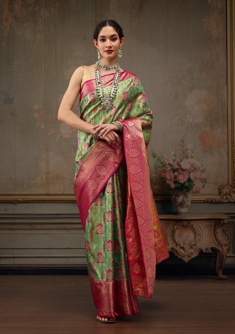Green Woven Design Pure Silk Saree