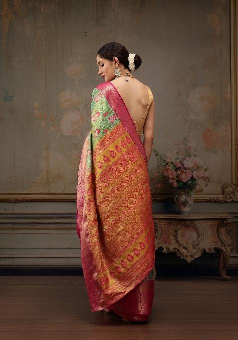Green Woven Design Pure Silk Saree