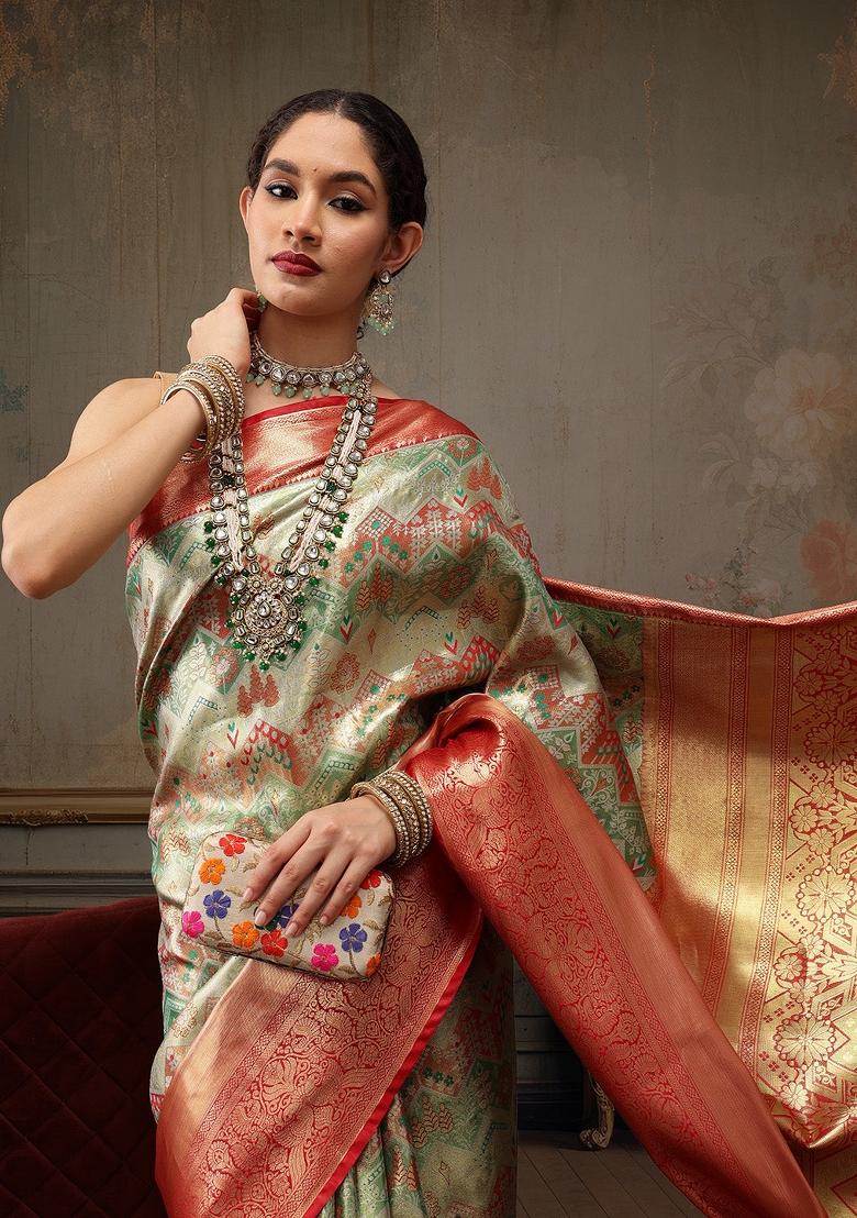 Multicolor Woven Design Pure Silk Saree