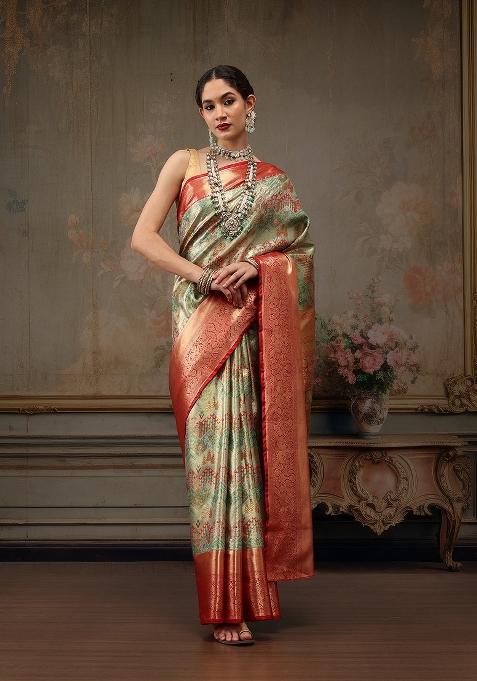 Multicolor Woven Design Pure Silk Saree