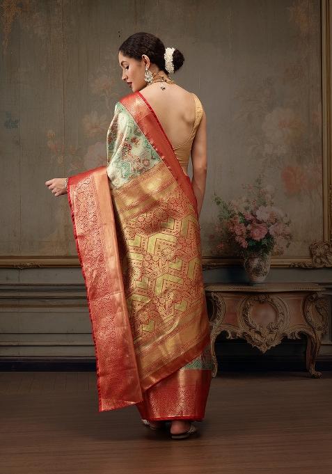 Multicolor Woven Design Pure Silk Saree