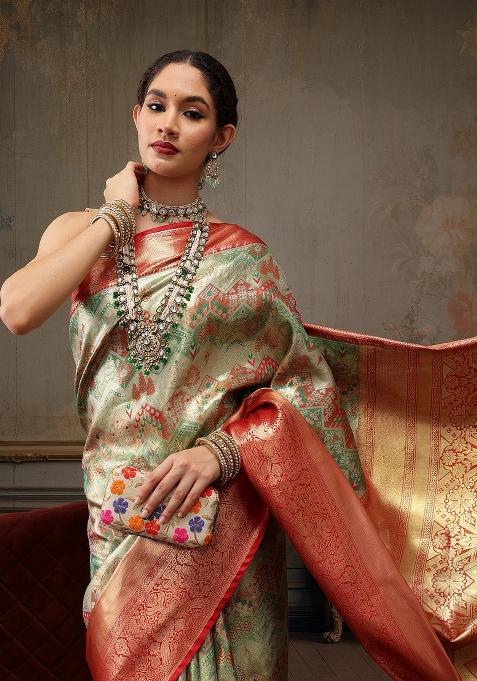 Multicolor Woven Design Pure Silk Saree