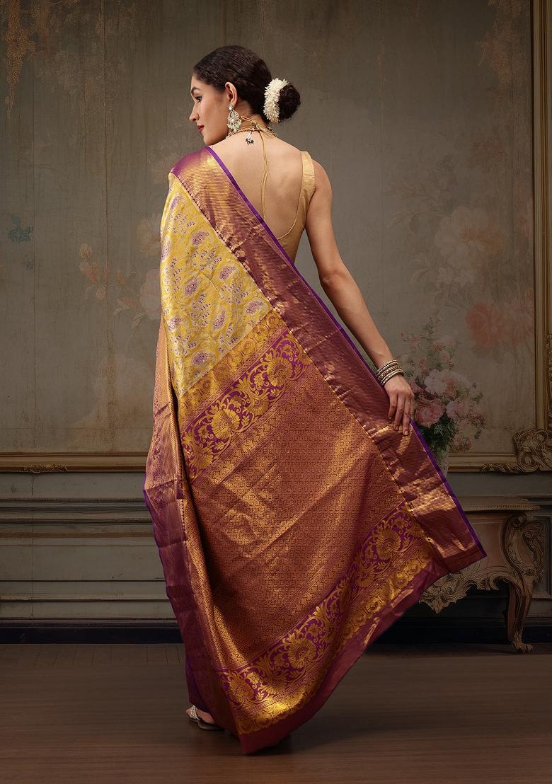 Mustard Woven Design Pure Silk Saree