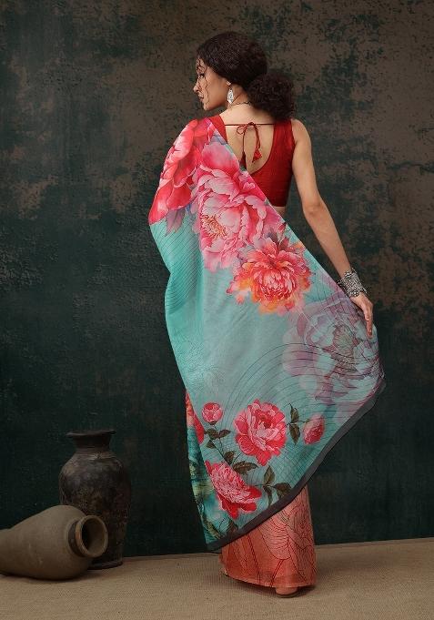 Multicolor Printed Polyester Saree