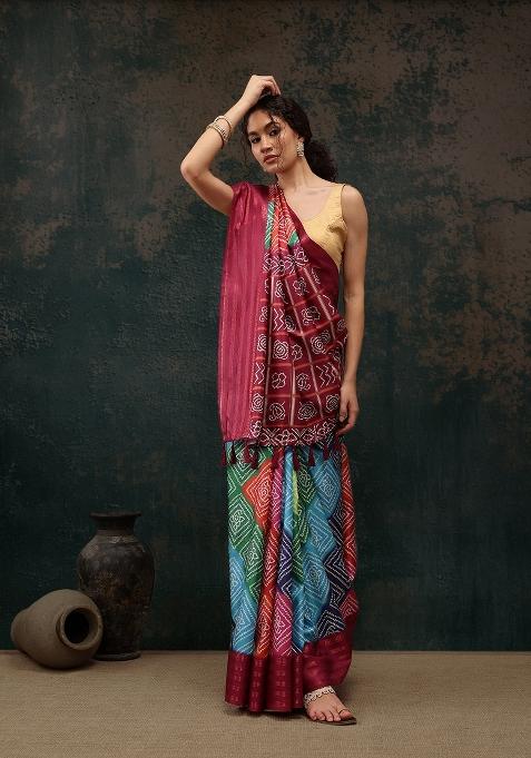 Multicolor Printed Silk Blend Saree
