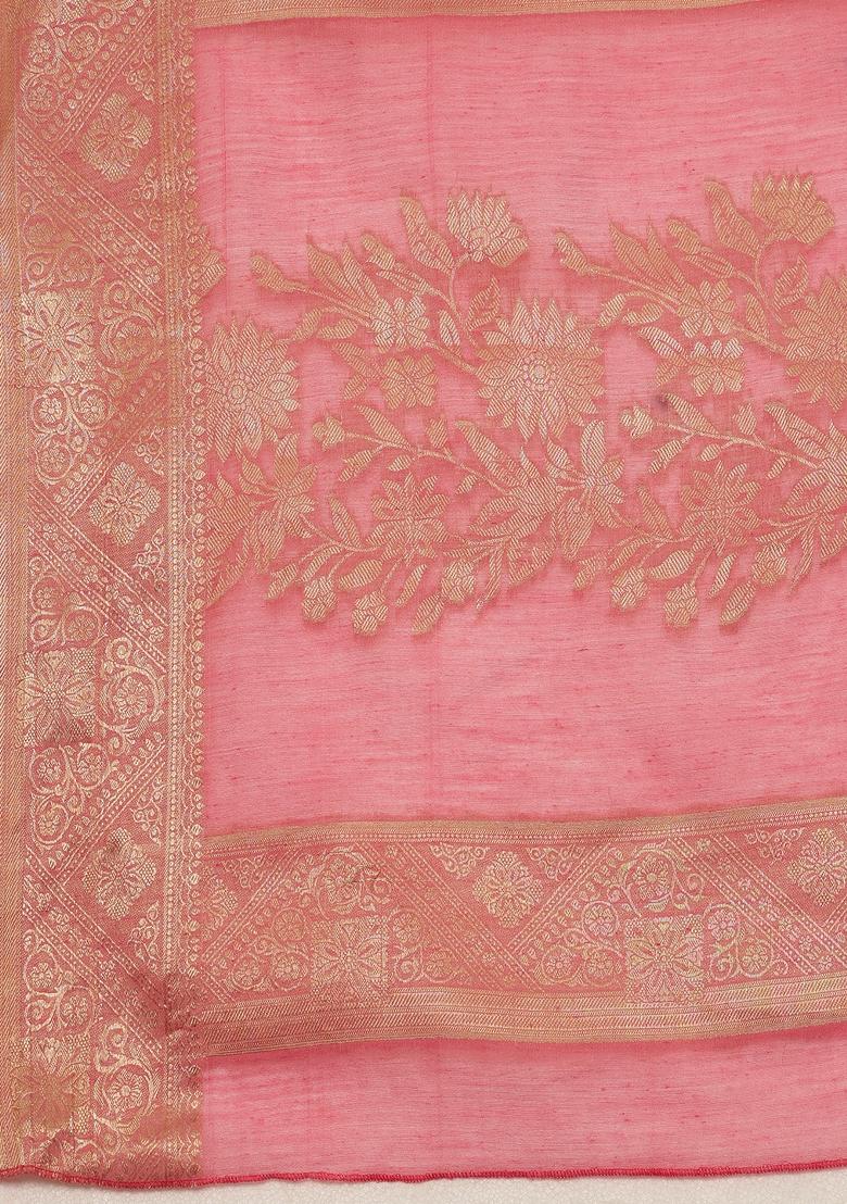 Pink Woven Design Cotton Saree