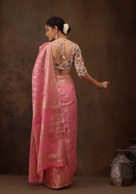 Pink Woven Design Cotton Saree