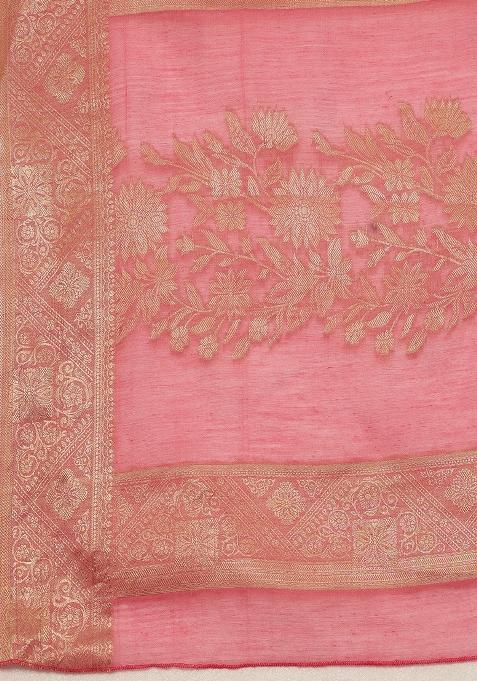 Pink Woven Design Cotton Saree