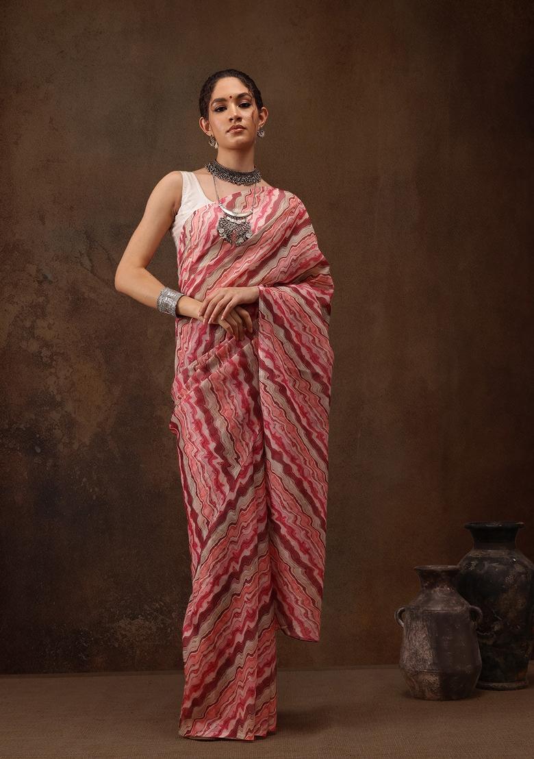 Multicolor Printed Cotton Blend Saree
