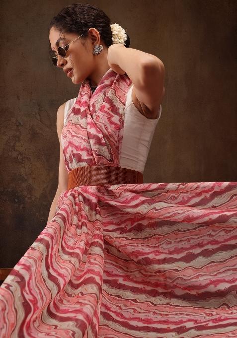 Multicolor Printed Cotton Blend Saree