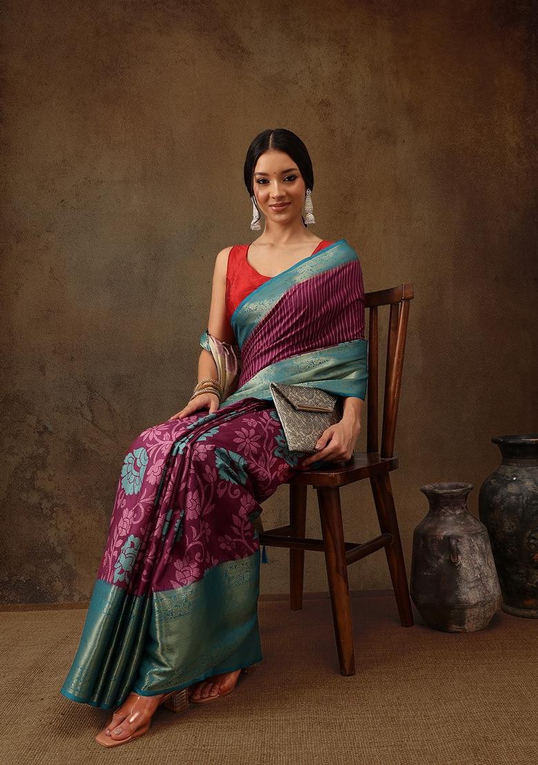 Pink Printed Kanjeevaram Silk Saree