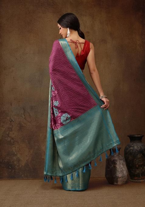 Pink Printed Kanjeevaram Silk Saree