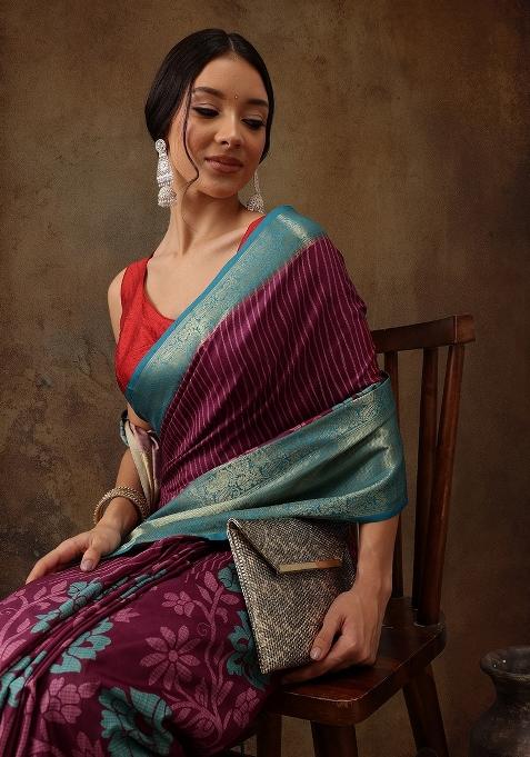 Pink Printed Kanjeevaram Silk Saree