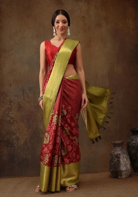 Red Printed Kanjeevaram Silk Saree