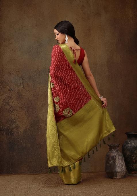 Red Printed Kanjeevaram Silk Saree