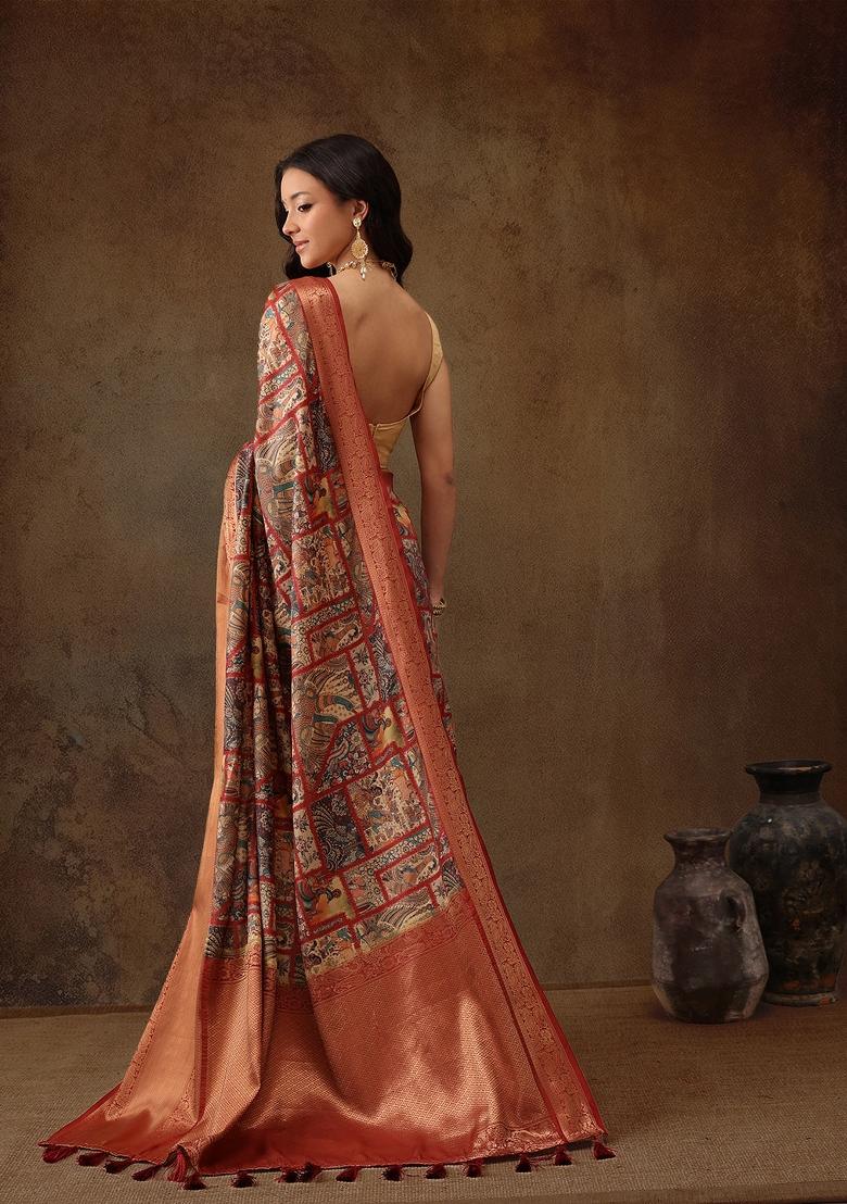 Multicolor Printed Kanjeevaram Silk Saree