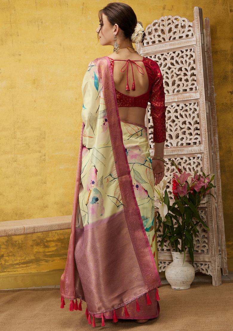 Multicolor Printed Kanjeevaram Silk Saree