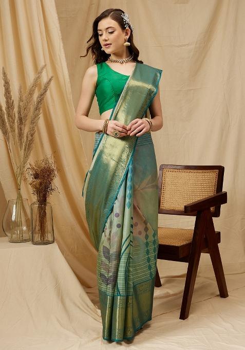 Multicolor Printed Tusser Silk Saree