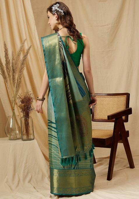 Multicolor Printed Tusser Silk Saree