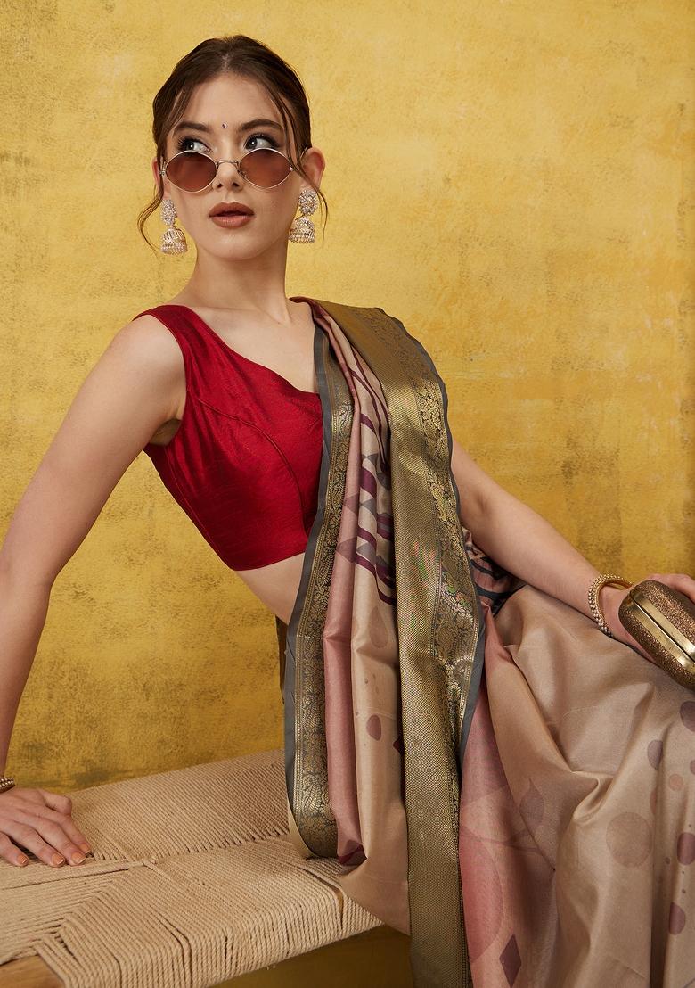 Multicolor Printed Tusser Silk Saree