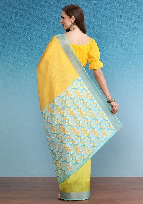 Multicolor Printed Tusser Silk Saree