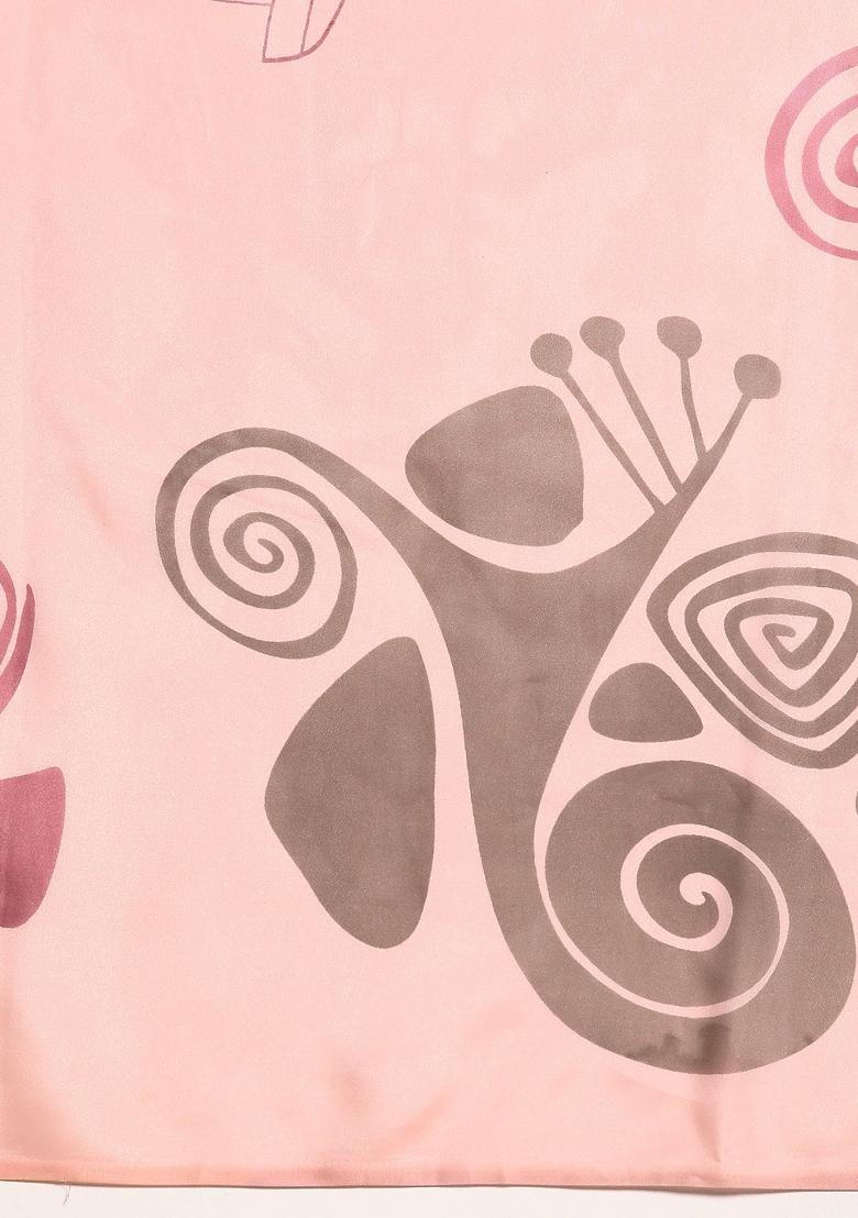 Peach Printed Silk Blend Saree