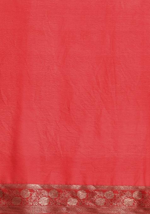 Red Solid Pure Viscose Chinon Saree
