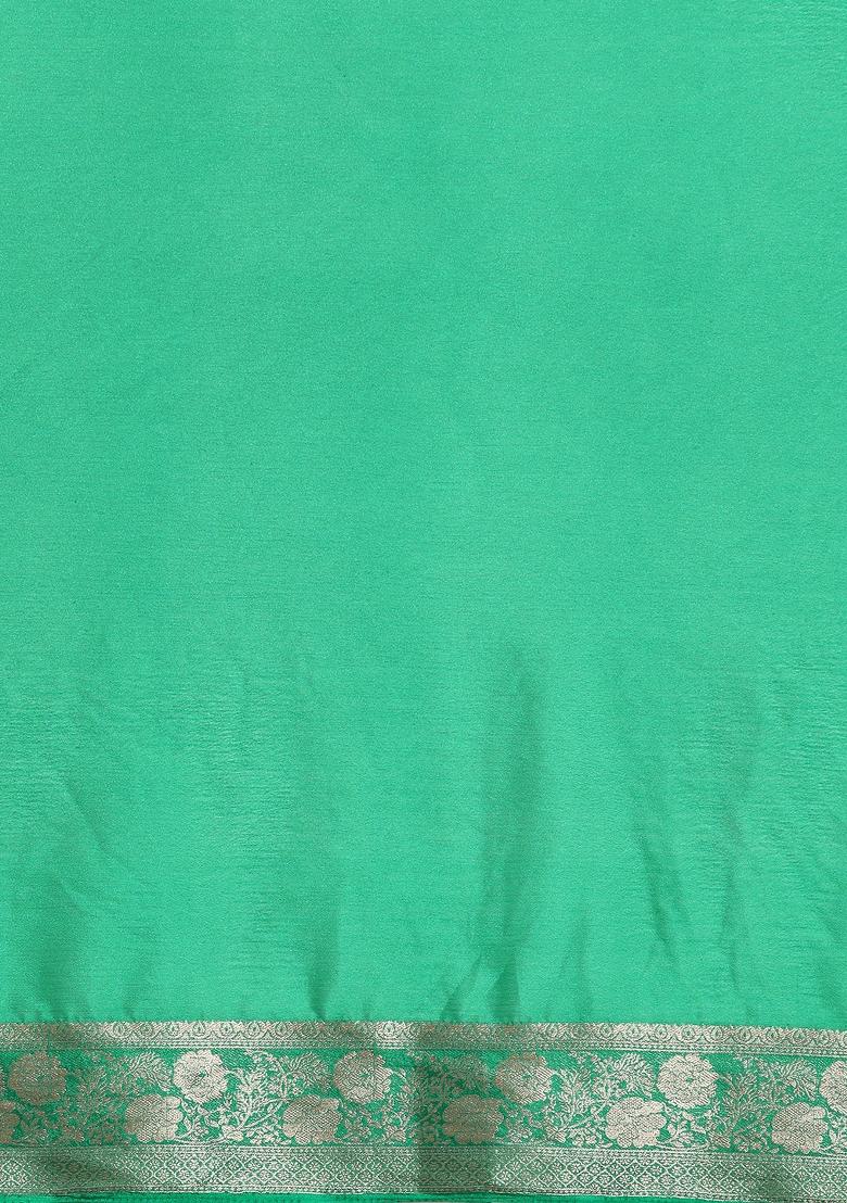 Green Solid Pure Viscose Chinon Saree
