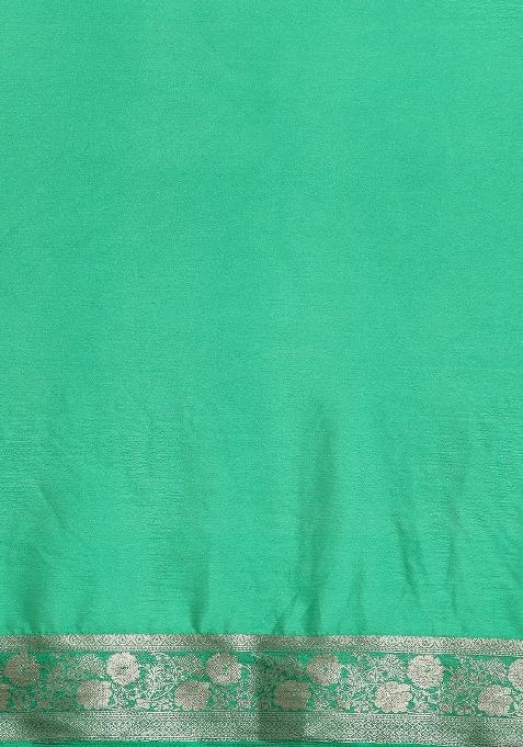 Green Solid Pure Viscose Chinon Saree