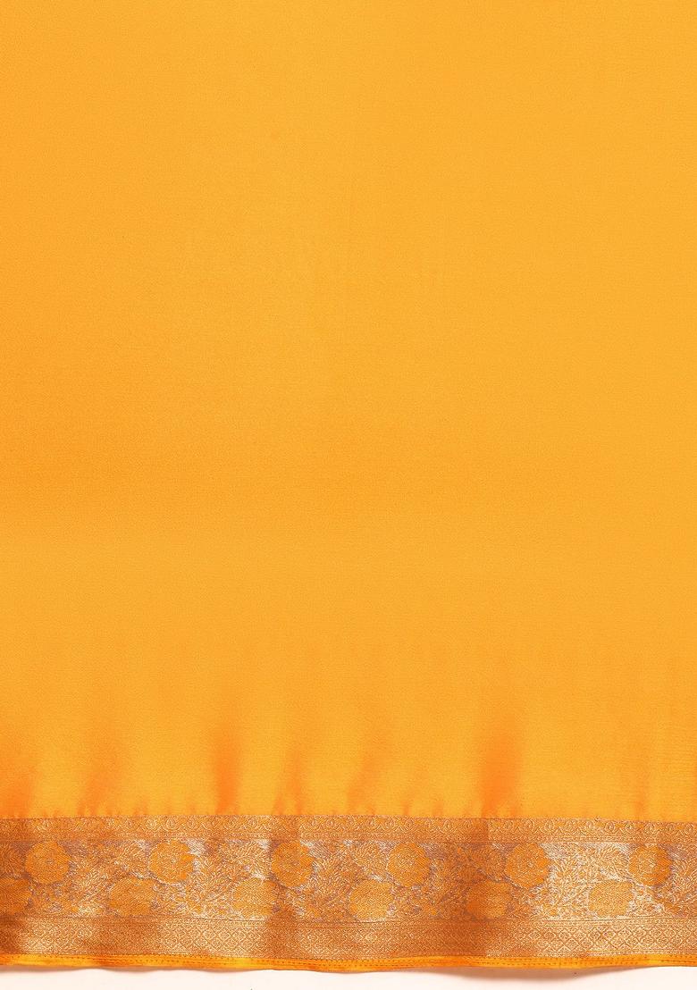 Yellow Solid Pure Viscose Chinon Saree