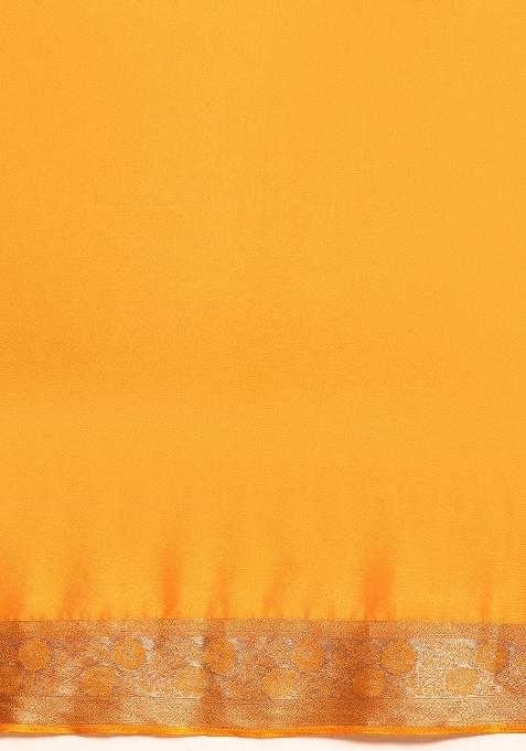 Yellow Solid Pure Viscose Chinon Saree