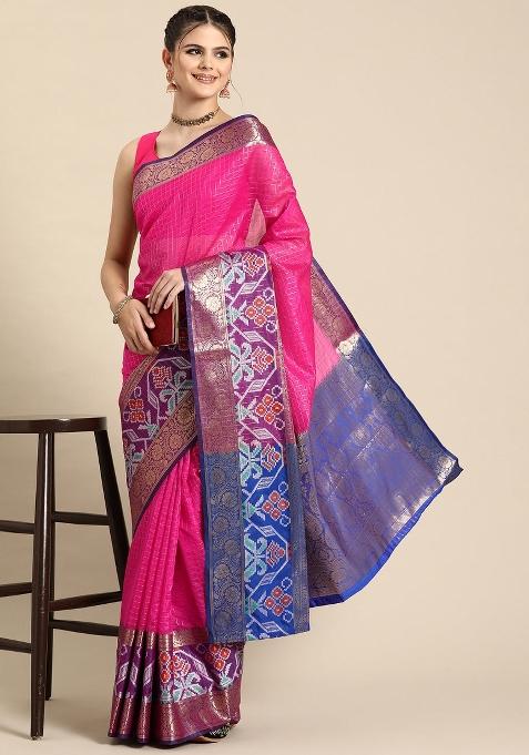 Pink Woven Design Banarasi Silk Saree