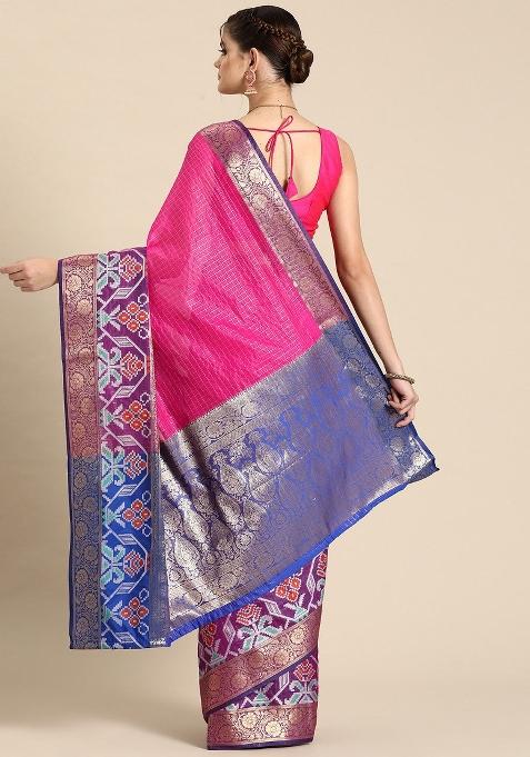 Pink Woven Design Banarasi Silk Saree
