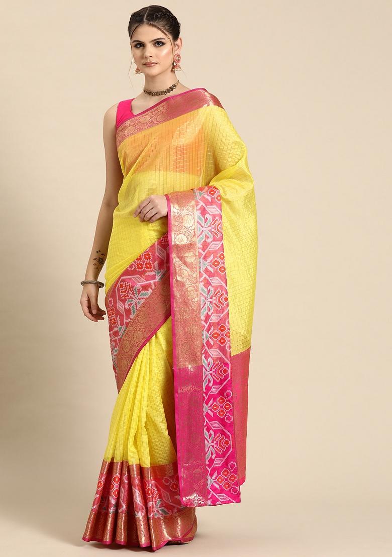 Yellow Woven Design Banarasi Silk Saree