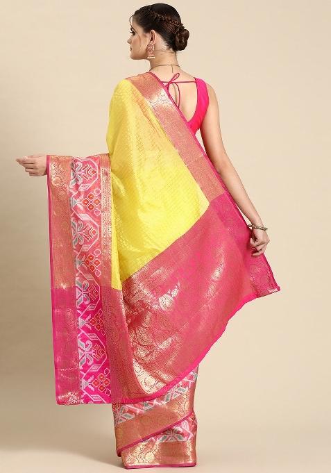 Yellow Woven Design Banarasi Silk Saree