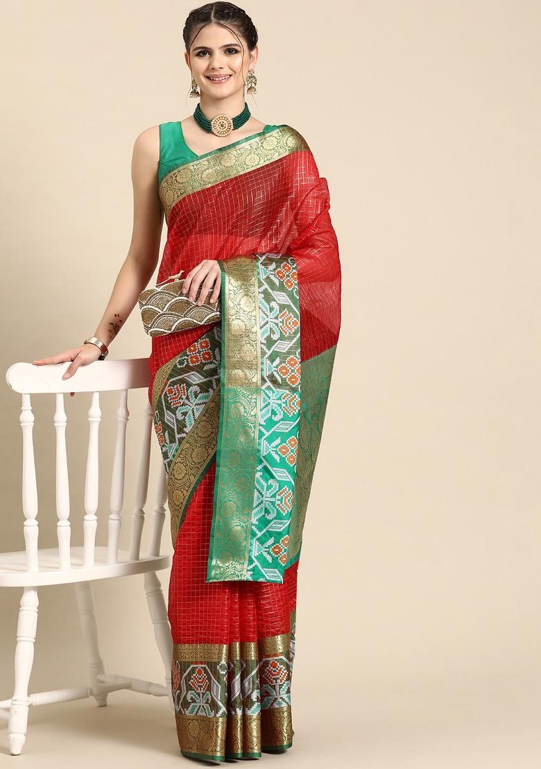 Red Woven Design Banarasi Silk Saree