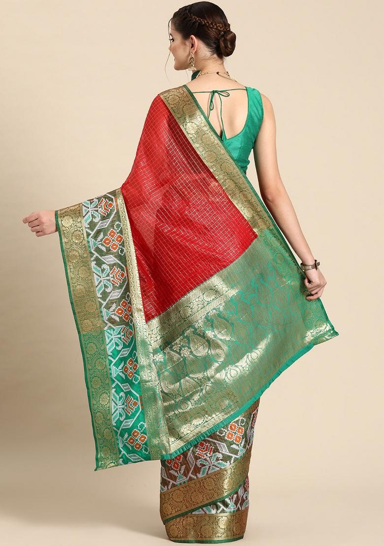 Red Woven Design Banarasi Silk Saree
