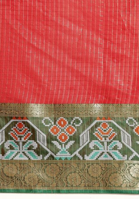 Red Woven Design Banarasi Silk Saree