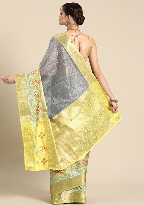 Grey Woven Design Banarasi Silk Saree