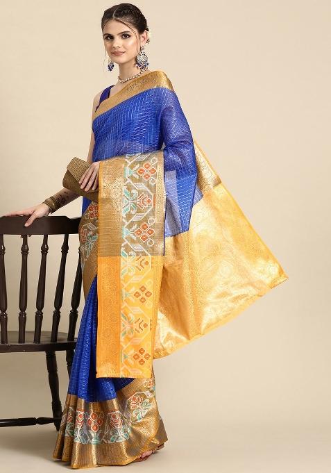 Blue Woven Design Banarasi Silk Saree