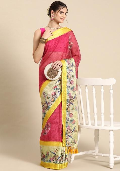 Red Printed Kanjeevaram Silk Saree