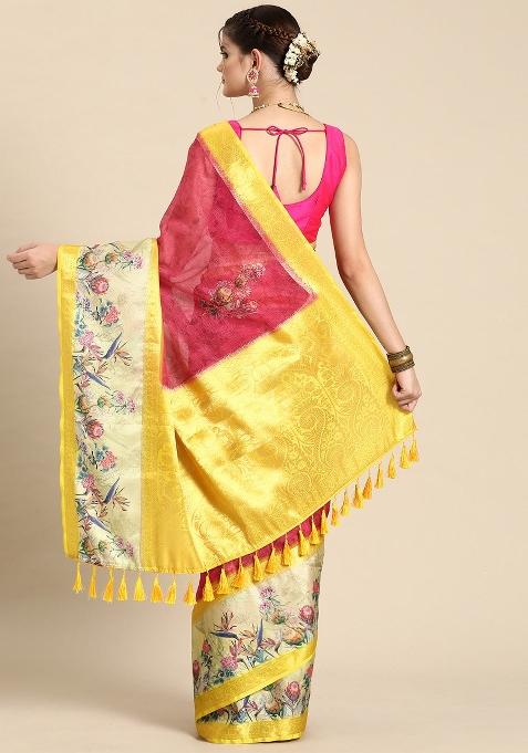 Red Printed Kanjeevaram Silk Saree