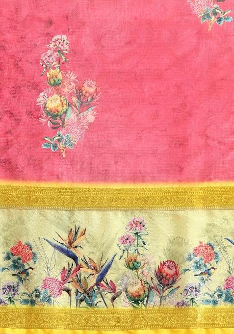 Red Printed Kanjeevaram Silk Saree