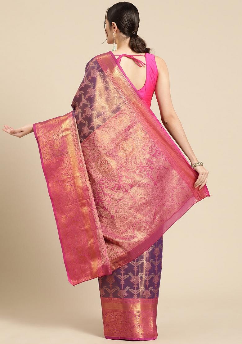 Purple Woven Design Brocade Saree