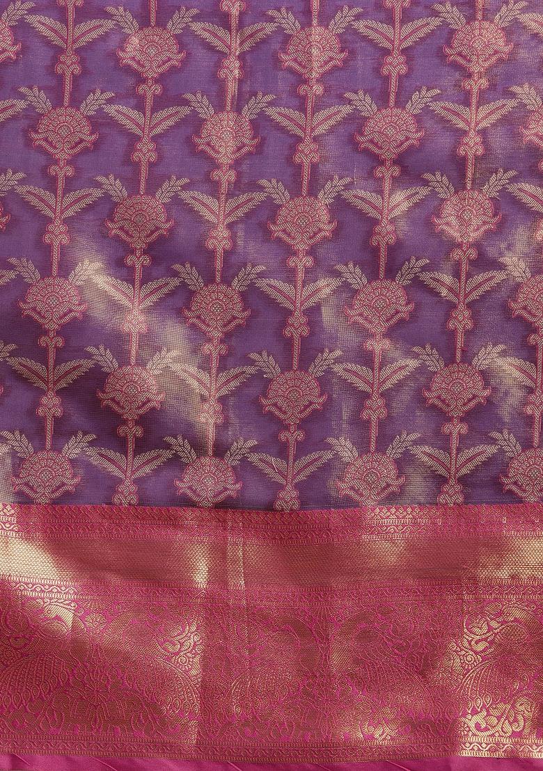 Purple Woven Design Brocade Saree