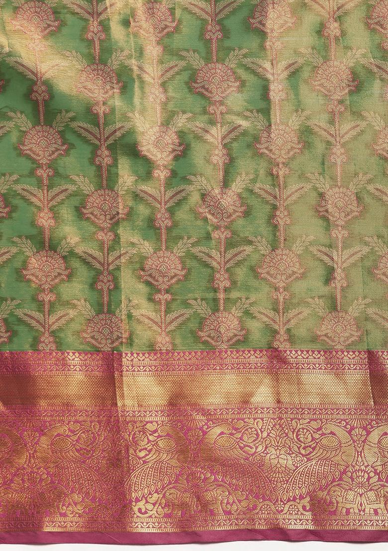 Green Woven Design Brocade Saree