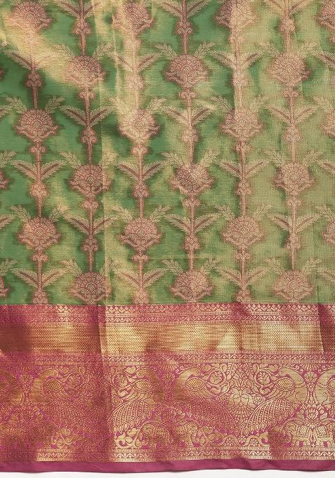Green Woven Design Brocade Saree