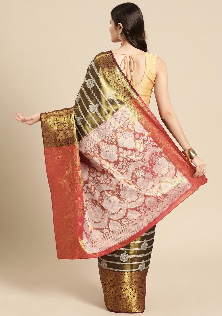Black Woven Design Silk Blend Saree