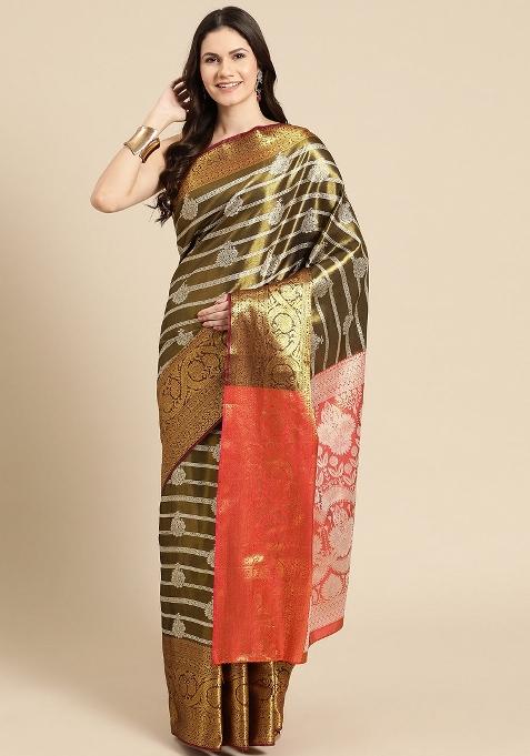 Black Woven Design Silk Blend Saree