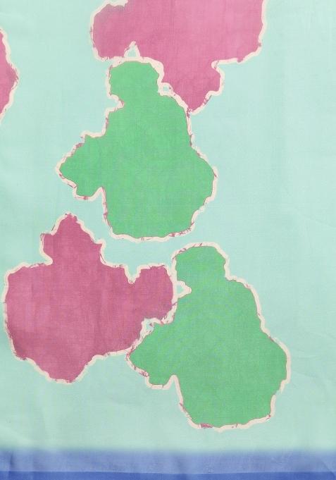 Green Printed Silk Blend Saree